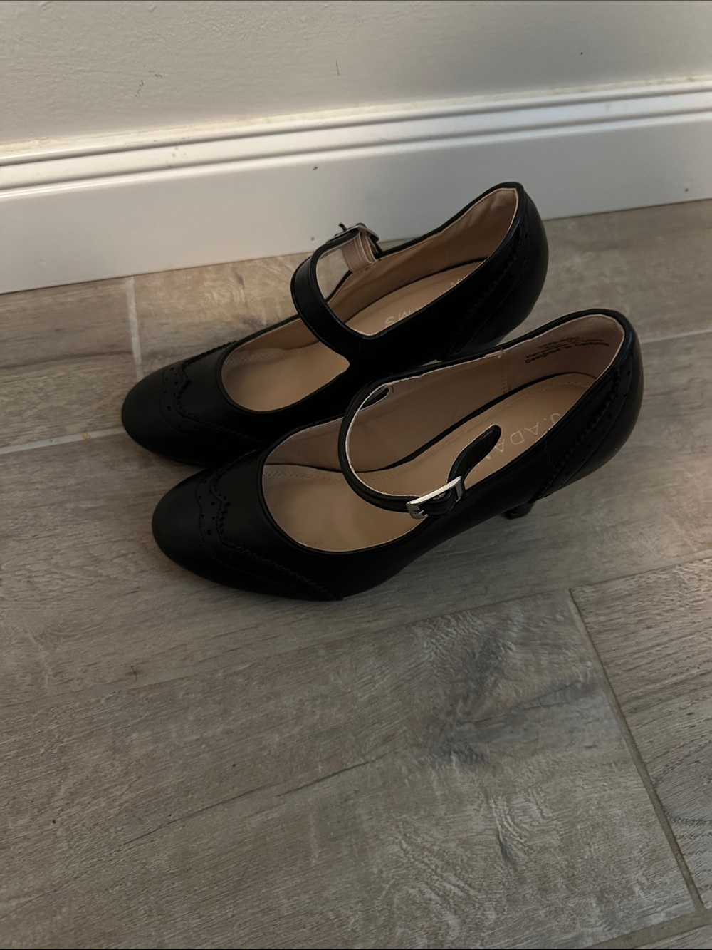 Black Mary Jane Heels with Buckle Strap